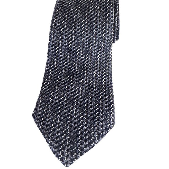 Vintage Victor Talbots Men's 100% Silk Pleated Geometric Print Handmade Necktie - Picture 3 of 6